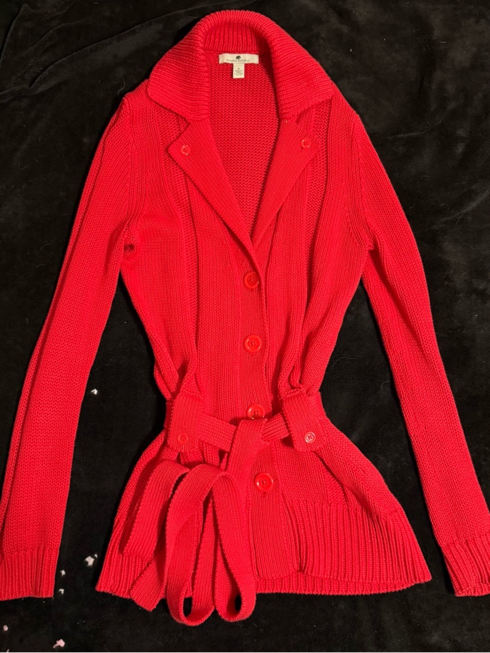 Banana Republic Red Knit Belted Blazer